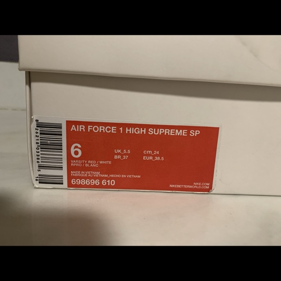 [Size M6] Nike Air Force 1 High SP x Supreme Red 2014 - Picture 13 of 13